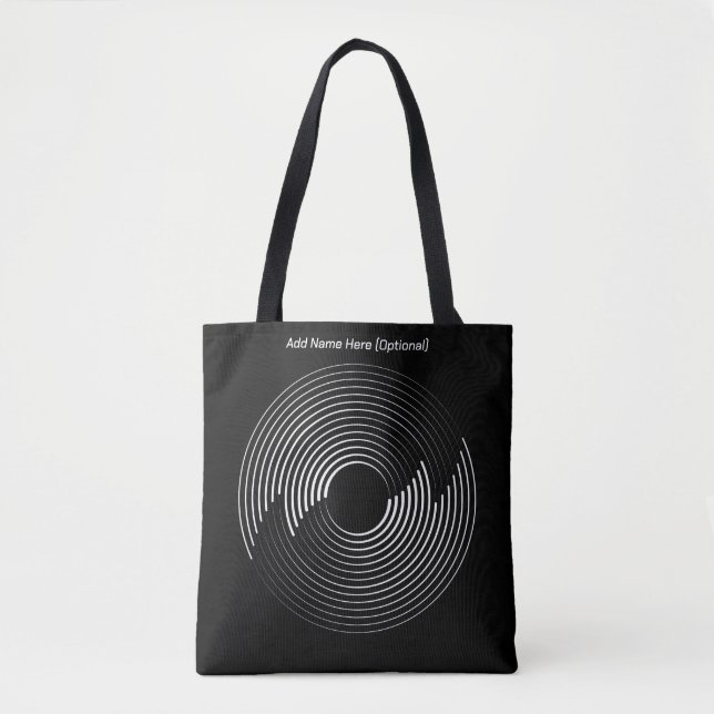 Tote Bag Cercles concentrés Noir (Personnaliser) (Devant)