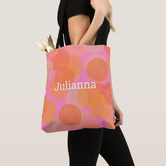 Tote Bag Cercles d'aquarelle orange mignonne géométrique mo (De près)