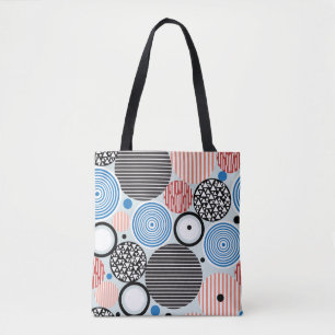 Tote Bag Cercles multicolores, design motif graphique.