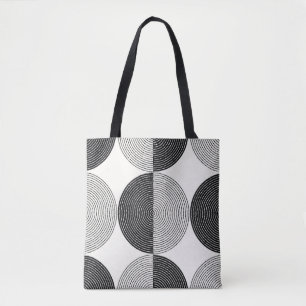 Tote Bag Cercles noirs et blancs motif sans soudure