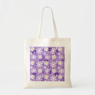 Tote Bag Cercles pourpres de guingan de rétros marguerites