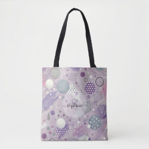 Tote Bag Cercles violets Abstraits avec accents de bandes d