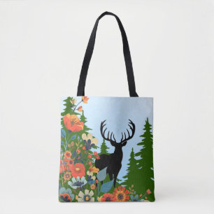 Tote Bag Cerf avec Big Rack Out Forest Blue Sky