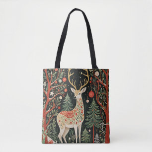 Tote Bag Cerf de Noël de la forêt de minuit