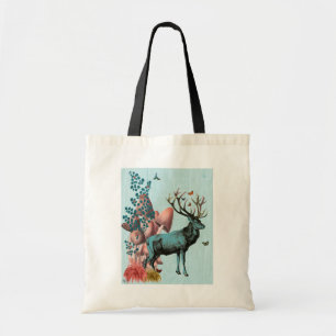 Tote Bag Cerfs communs de turquoise dans la forêt 2 de