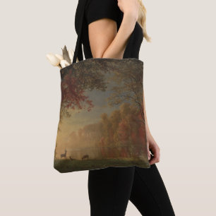 Tote Bag Cerfs communs indiens de coucher du soleil par un