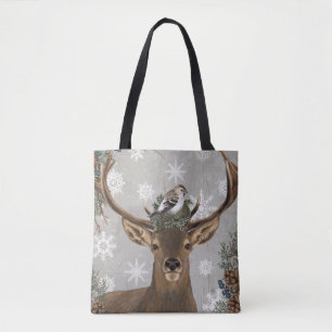 Tote Bag cerfs communs rustiques vintages modernes d'hiver