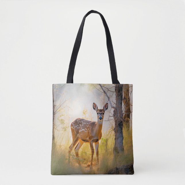 Tote Bag Cerfs Élégants dans le Décor de la Forêt Naturelle (Devant)