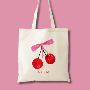 Tote Bag Cerise et Nœud Coquette