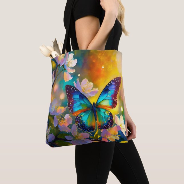 Tote Bag Cerise Imaginaire Sunrise Papillon  (De près)