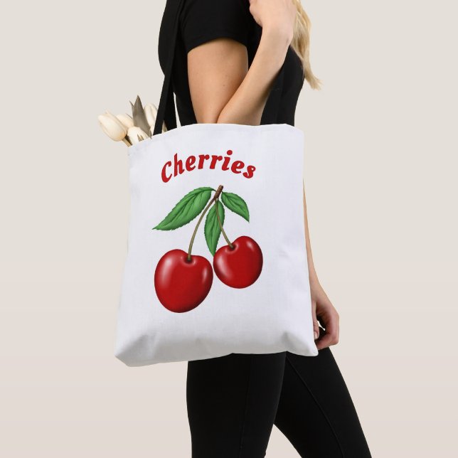 Tote Bag Cerises rouges Conception personnalisée (De près)