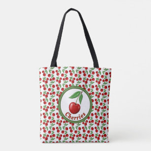 Tote Bag Cerises Rouges Motif Personnalisé
