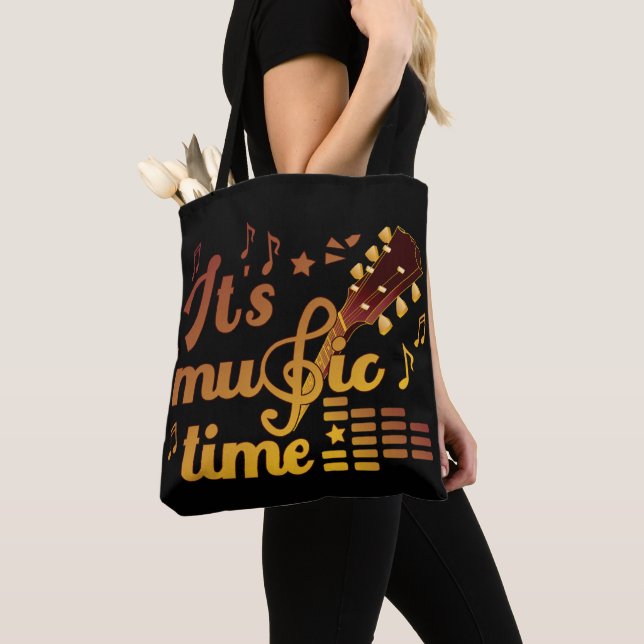 Tote Bag C'est l'heure de la musique, la guitare d'or (De près)