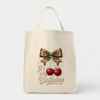 Tote Bag C'est mon anniversaire Mignon Cerisier Coquette Nœ