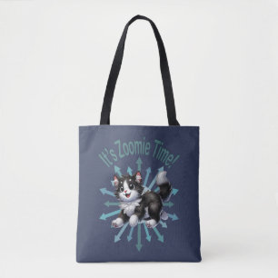 Tote Bag C'est Zoomie Time Cute Black & White Cat