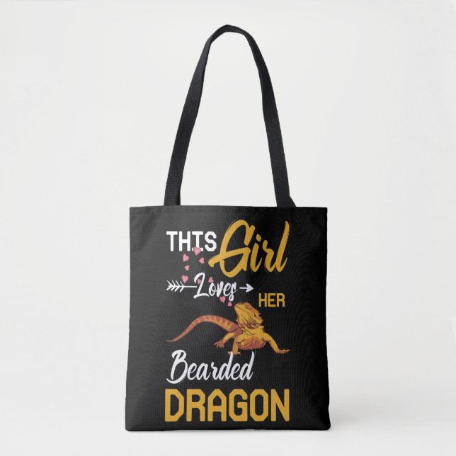 Tote Bag Cette Fille Aime Son Lézard Dragon Lézard (Devant)