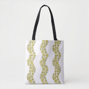 Tote Bag Chaîne de marguerite Fleur laide rayures jaune