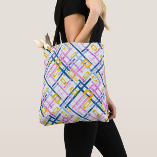 Tote Bag Chaîne rectangulaire de couleurs vives géométrique