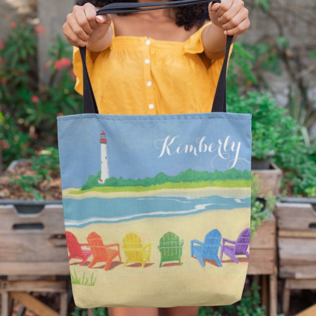 Tote Bag Chaises de plage Lighthouse personnalisées (Créateur téléchargé)