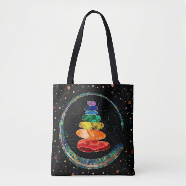 Tote Bag Chakras Zen Stones et Enso circle (Devant)