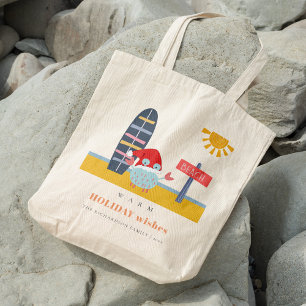 Tote Bag Chaleureux Noël en Juillet Plage Sable Crabe