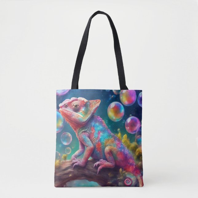 Tote Bag Chameleon avec bulles (Devant)