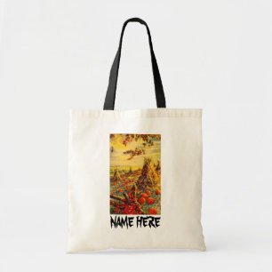 Tote Bag Champ de citrouilles vintage Halloween avec meules