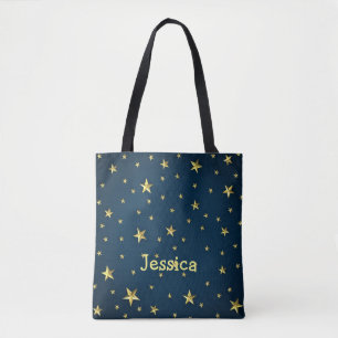 Tote Bag Champ d'étoiles sur Deep Midnight Blue Sky
