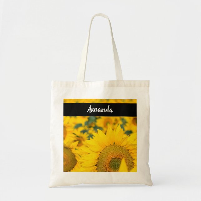 Tote Bag Champ jaune de tournesols photo (Devant)