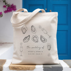 Tote Bag Champagne et huîtres Rôtis Mariage Favoriser