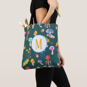 Tote Bag Champignons de Forêt Whimsical   Monogramme