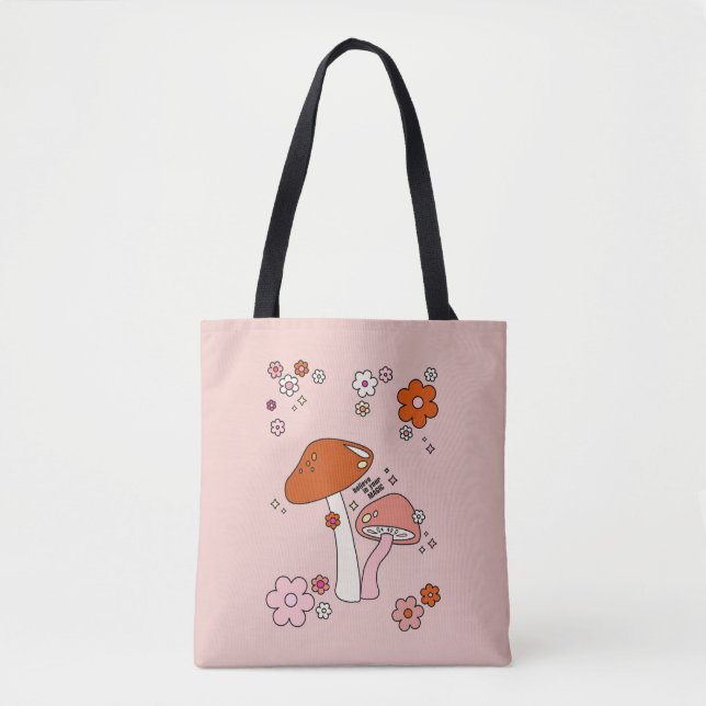 Tote Bag Champignons Et Fleurs Pêchent Art Retro les années (Devant)
