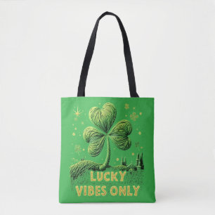 Tote Bag Chance et bonne vibes uniquement Fil trèfle Saint-