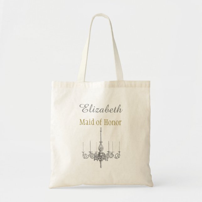 Tote Bag Chandelier argenté et doré (Devant)