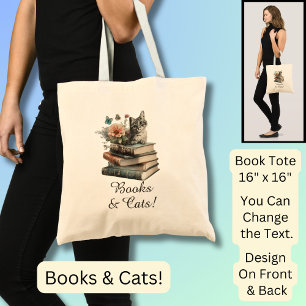 Tote Bag Changer le texte, les livres et les chats, avec de