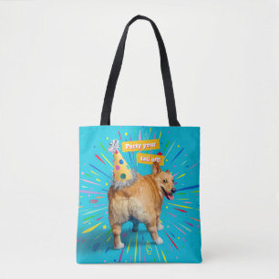 Tote Bag Chapeau d'anniversaire Corgi Butt