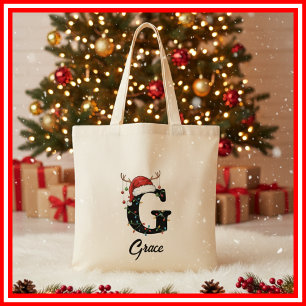 Tote Bag Chapeau de Santa en bois de cerf de Noël de famill