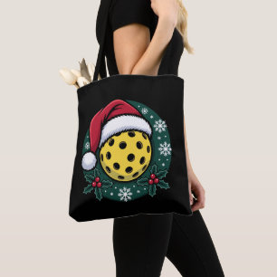 Tote Bag Chapeau de Santa Pickleball Noël Holly Fêtes