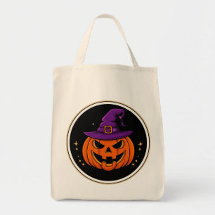Tote Bag Chapeau de sorcière Citrouille Souriant Halloween