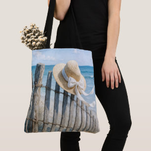 Tote Bag Chapeau d'été sur un poteau de clôture