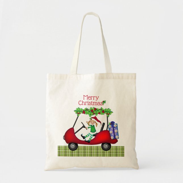 Tote Bag Chariot de golf de Joyeux Noël Elf 1 (Devant)