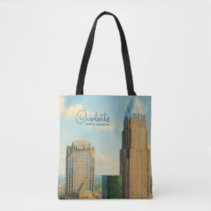 Tote Bag Charlotte NC Aquarelle Horizon Voyage