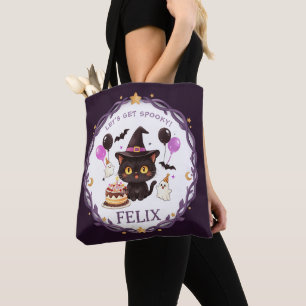 Tote Bag Charmante Sorcière Mignonne Chat Noir Magicien Hal