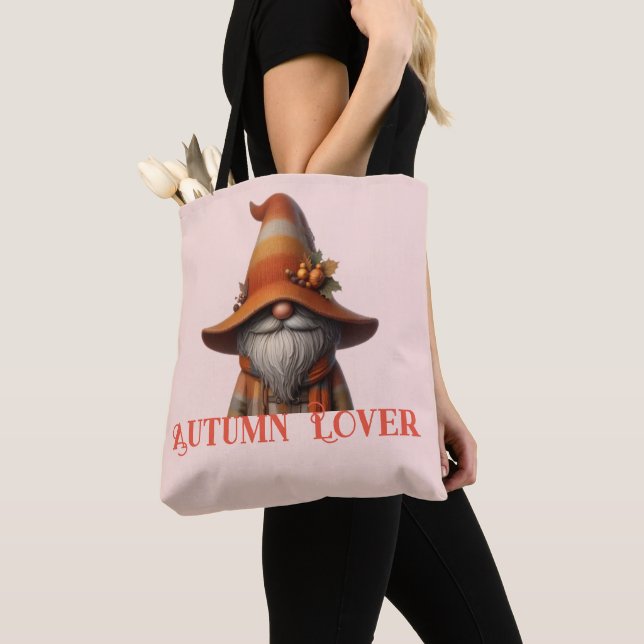 Tote Bag Charming Autumn Gnome Lover - Cosy Fall Vibes (De près)