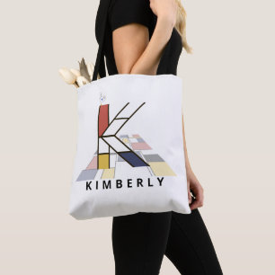 Tote Bag Charming Neoplasticism Style Monogramme. Lettre K