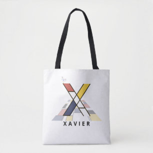 Tote Bag Charming Neoplasticism Style Monogramme. Lettre X