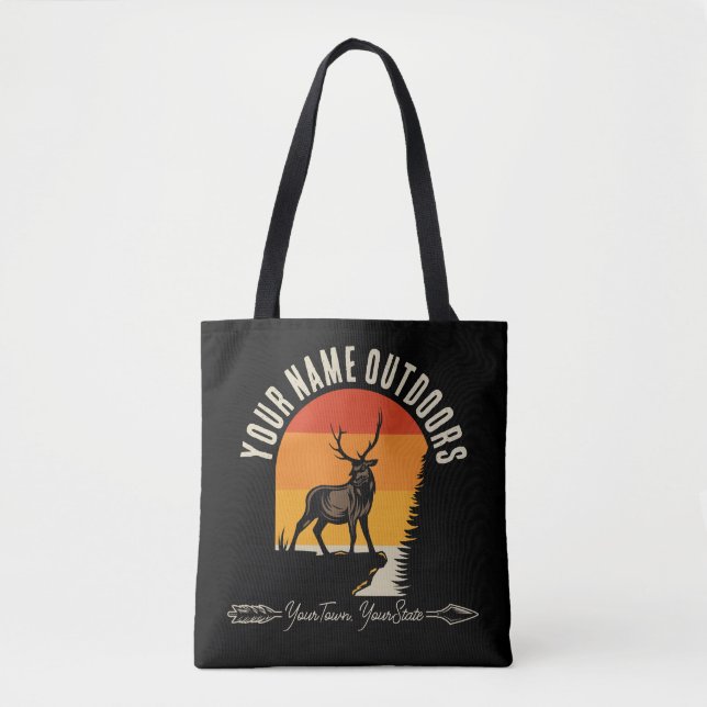 Tote Bag Chasse AJOUTER LE NOM À L'Extérieur Deer Elk Wilde (Devant)