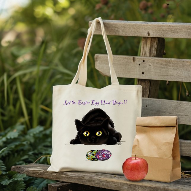 Tote Bag Chasse aux oeufs de Pâques Chat amusant (Créateur téléchargé)