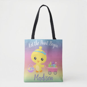 Tote Bag Chasse aux oeufs de Pâques Chick Enfant personnali