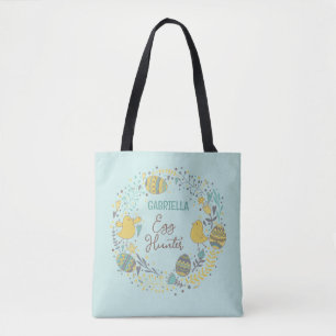 Tote Bag Chasse aux oeufs de Pâques colorée amusante